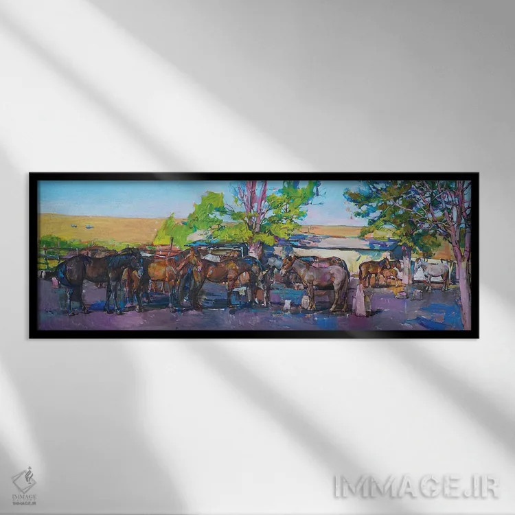 تابلو اسبها اثر اندریی کوتساچنکو - نمای قابدار مشکی