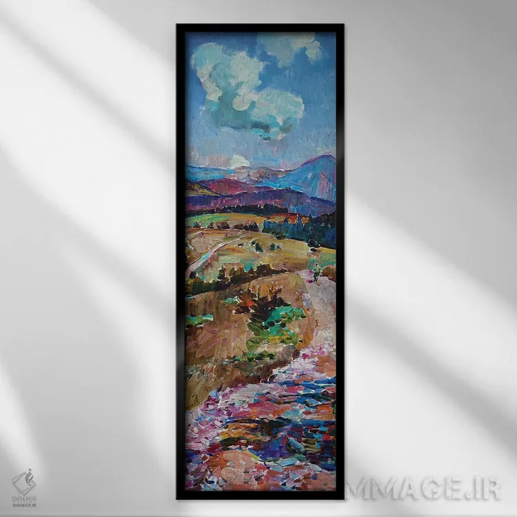 تابلو جادهٔ کوهستانی در تابستان اثر اندریی کوتساچنکو - نمای قابدار مشکی