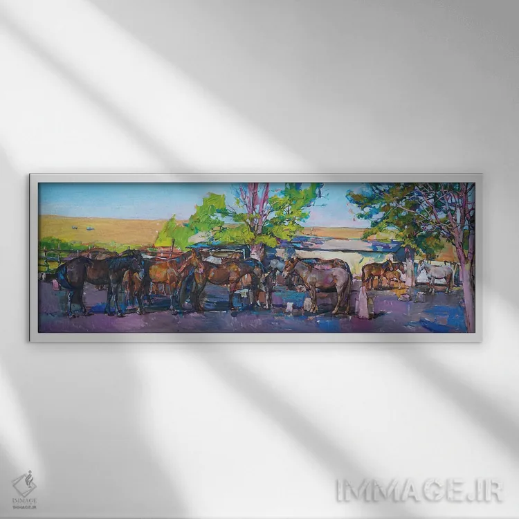 تابلو اسبها اثر اندریی کوتساچنکو - نمای قابدار سفید