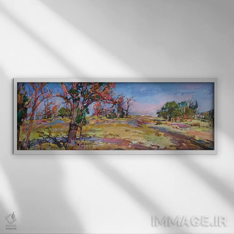 تابلو پاییز در دشت اثر اندریی کوتساچنکو - نمای قابدار سفید