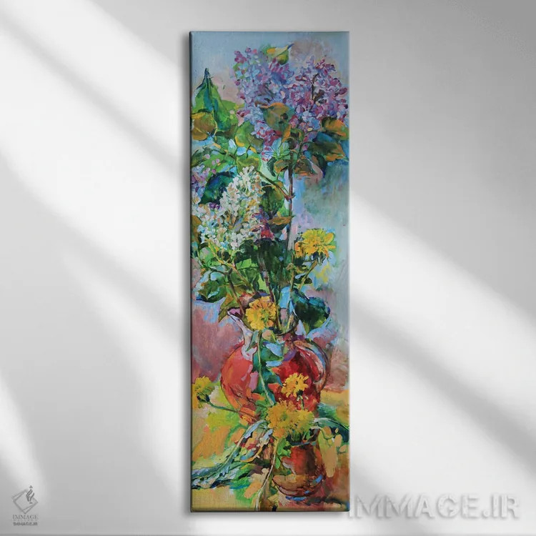 تابلو یاس بنفش و سفید اثر اندریی کوتساچنکو - نمای روبهرو روی دیوار