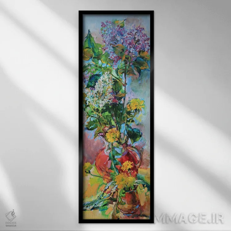 تابلو یاس بنفش و سفید اثر اندریی کوتساچنکو - نمای قابدار مشکی