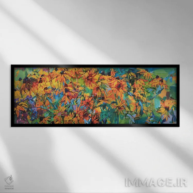 تابلو باغ گلهای زرد اثر اندریی کوتساچنکو - نمای قابدار مشکی