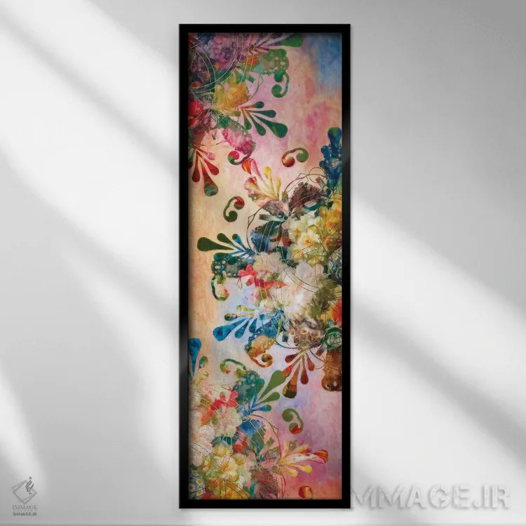 تابلو مندالای گل اثر ایمی استوارت - نمای قابدار مشکی