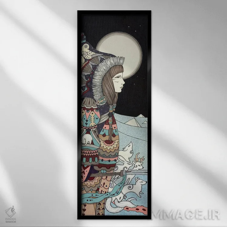 تابلو سدنا (ایزدبانوی دریا در اسطوره اینوئیت) اثر آنیتا اینوراریتی - نمای قابدار مشکی