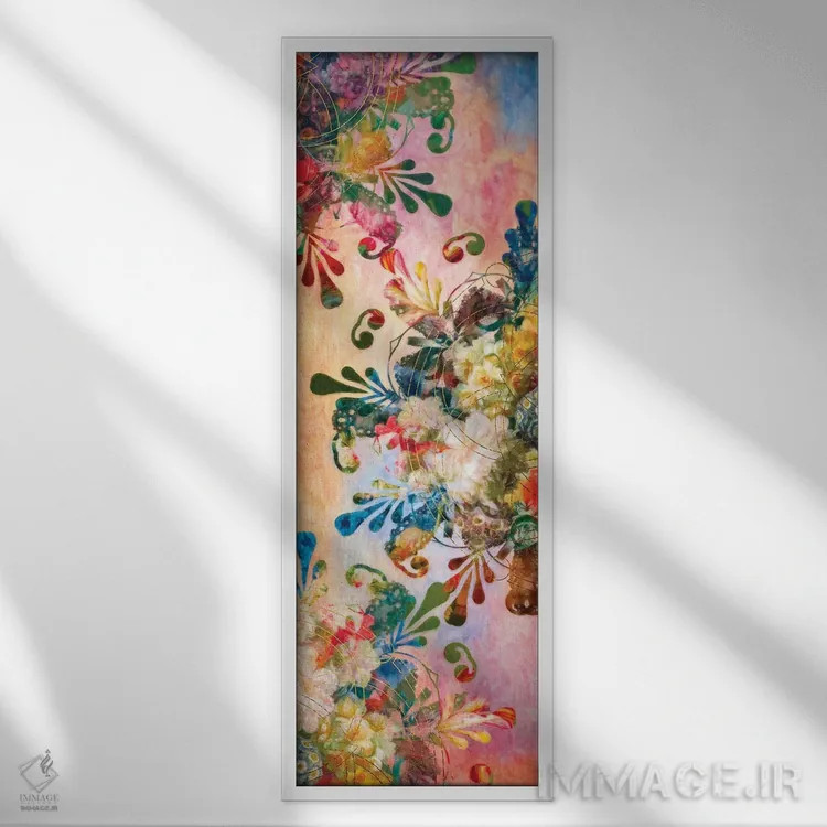 تابلو مندالای گل اثر ایمی استوارت - نمای قابدار سفید