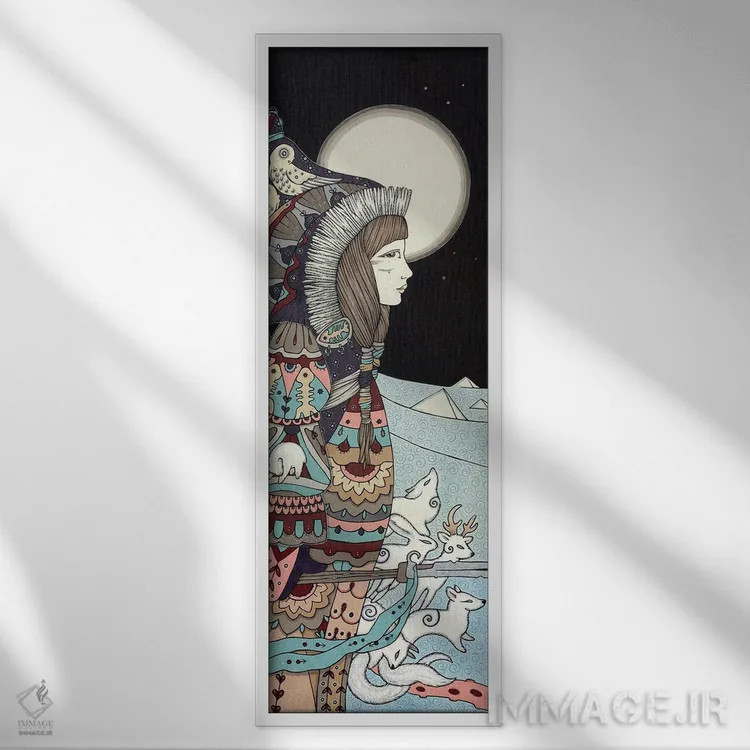 تابلو سدنا (ایزدبانوی دریا در اسطوره اینوئیت) اثر آنیتا اینوراریتی - نمای قابدار سفید