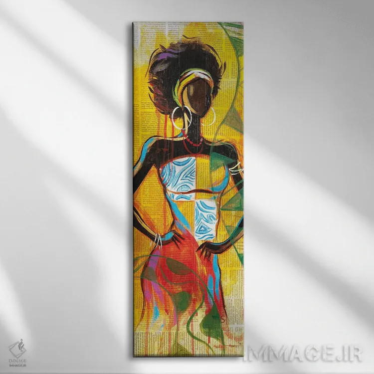 تابلو بانوی آفریقایی اثر آکینتایو آکینتوبی - نمای روبهرو روی دیوار