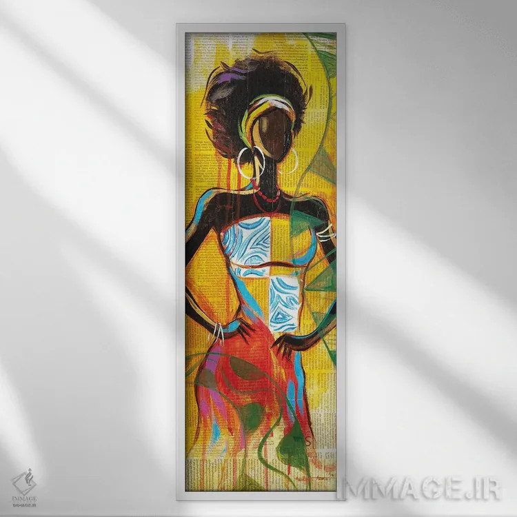 تابلو بانوی آفریقایی اثر آکینتایو آکینتوبی - نمای قابدار سفید