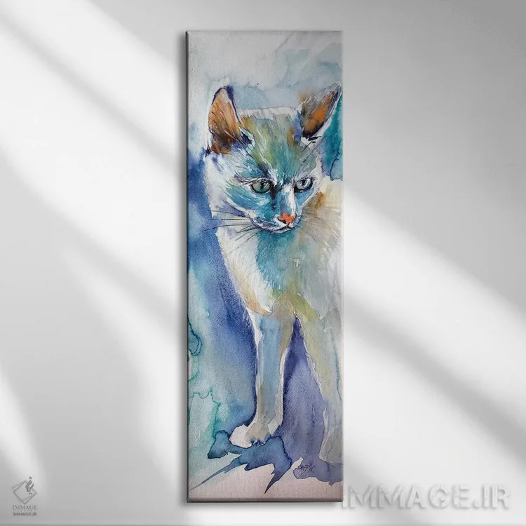 تابلو گربه سفید اثر آنا بریجیتا کوواچ - نمای روبهرو روی دیوار