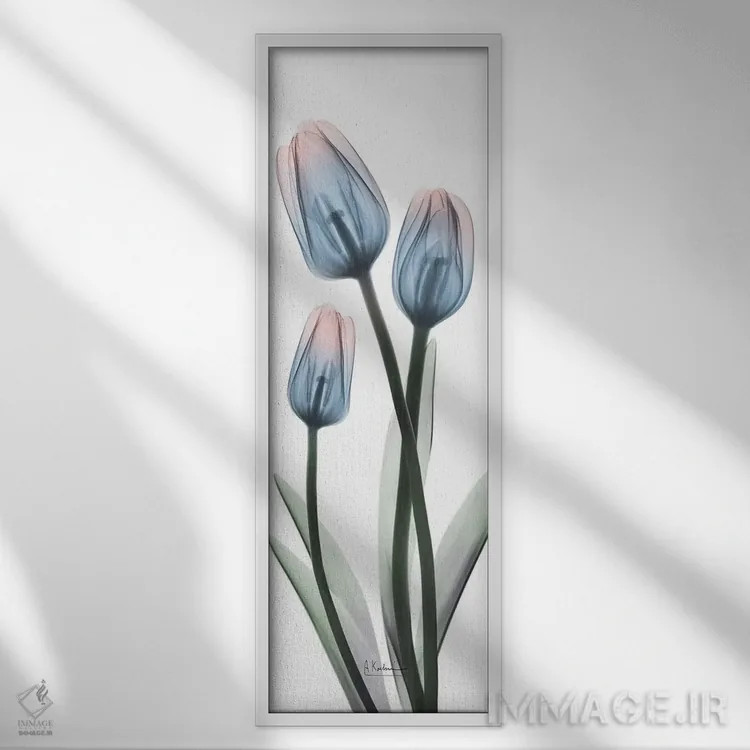 تابلو لالههای پوشالی غوطهور I اثر آلبرت کوئتسیِر - نمای قابدار سفید