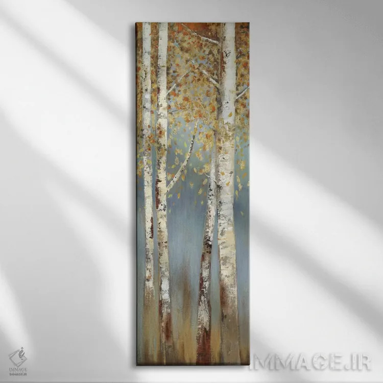 تابلو درختان توس با طعم کارامل I اثر آلیسون پیرس - نمای روبهرو روی دیوار
