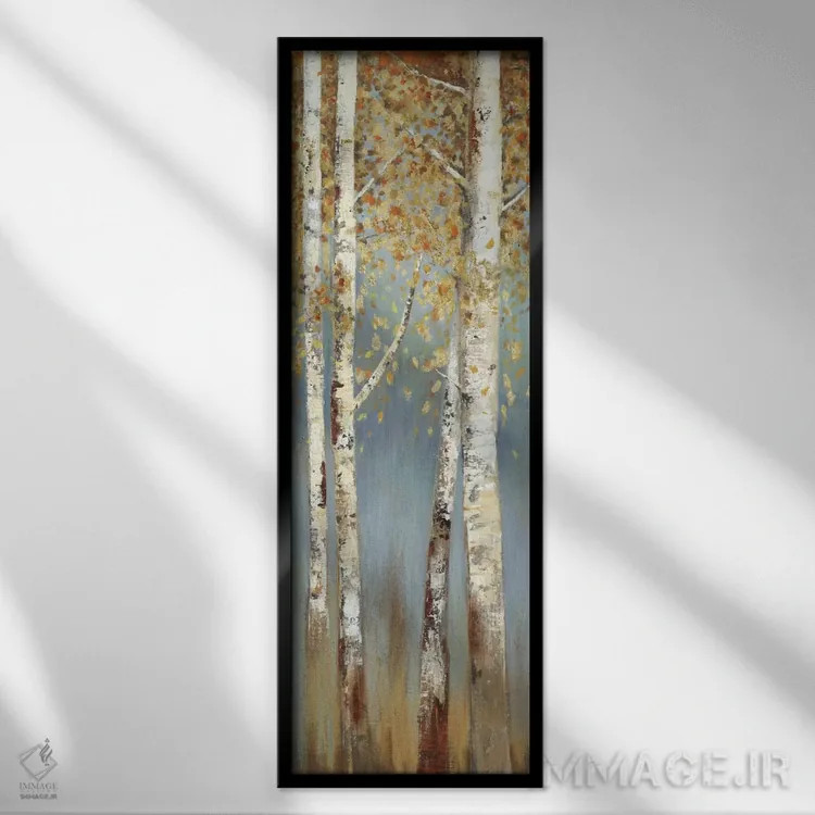 تابلو درختان توس با طعم کارامل I اثر آلیسون پیرس - نمای قابدار مشکی