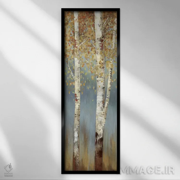 تابلو درختان توس با طعم کارامل II اثر آلیسون پیرس - نمای قابدار مشکی
