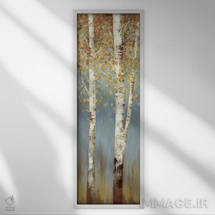 تابلو درختان توس با طعم کارامل II اثر آلیسون پیرس - نمای قابدار سفید