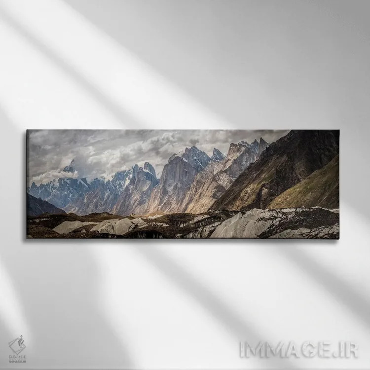 تابلو یخچال بالتورو، رشتهکوه قراقروم، منطقهٔ گلگت-بلتستان، پاکستان اثر الکس بیوس - نمای روبهرو روی دیوار