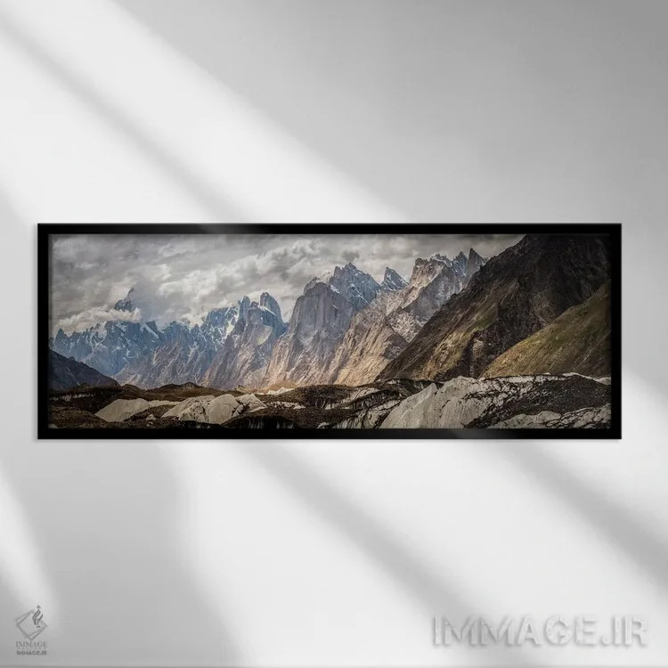 تابلو یخچال بالتورو، رشتهکوه قراقروم، منطقهٔ گلگت-بلتستان، پاکستان اثر الکس بیوس - نمای قابدار مشکی