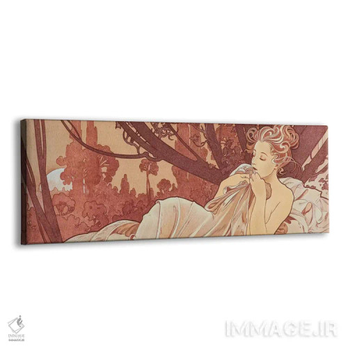 تابلو سپیا (رنگ قهوهای سنتی) اثر آلفونس موخا (هنرمند آرت نووی چک) - نمای پرسپکتیو محصول