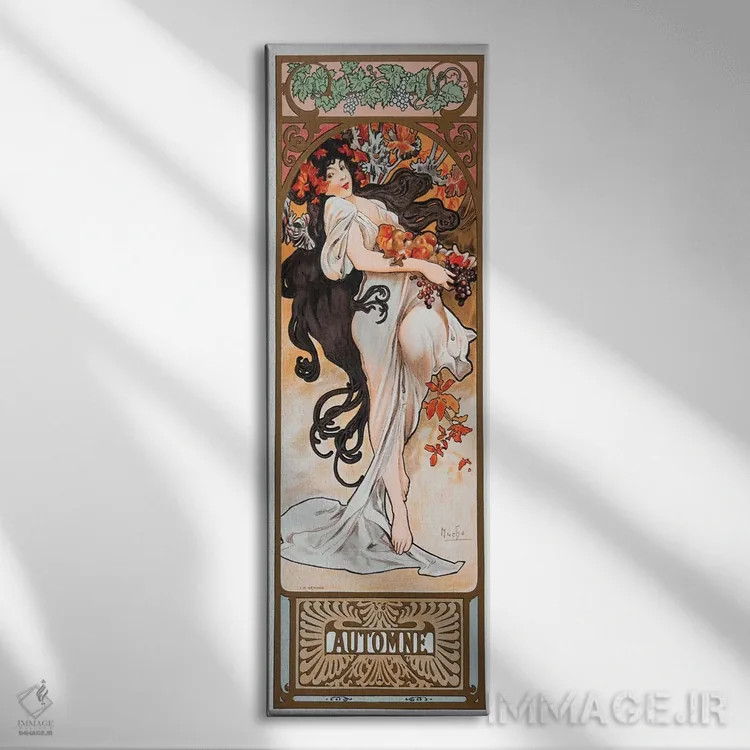 تابلو پاییز اثر آلفونس موخا (هنرمند آرت نووی چک) - نمای روبهرو روی دیوار