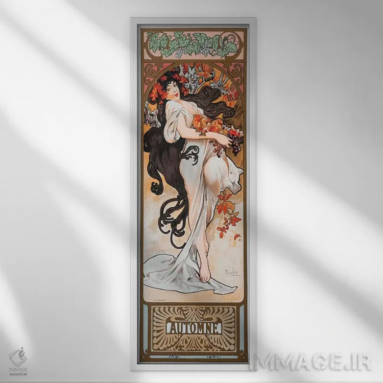 تابلو پاییز اثر آلفونس موخا (هنرمند آرت نووی چک) - نمای قابدار سفید