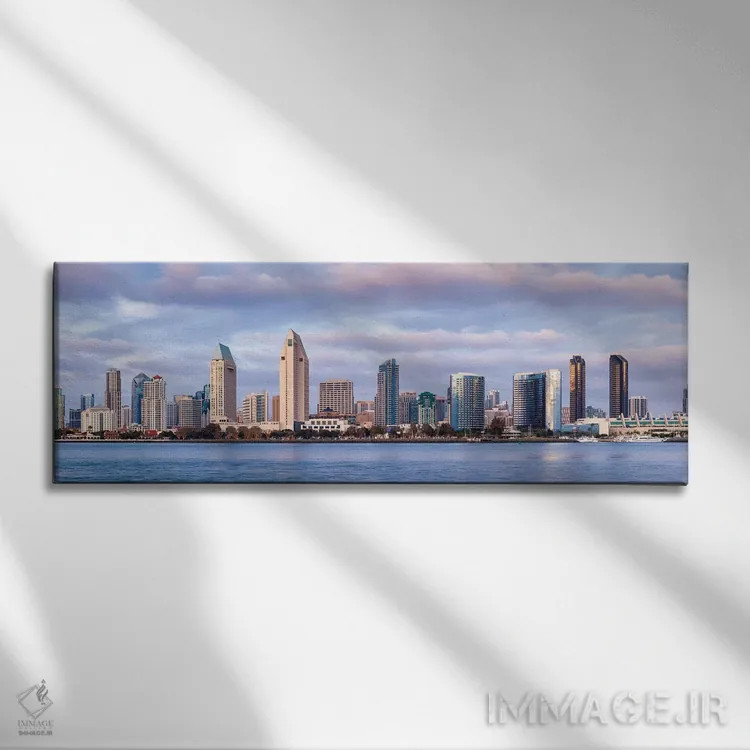 تابلو آمریکا، کالیفرنیا، سندیهگو، نمای پانورامای افق شهری اثر آن کالینز - نمای روبهرو روی دیوار
