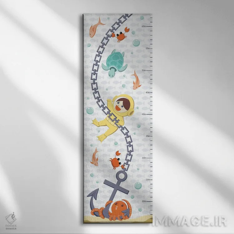 تابلو جدول رشد موجودات دریایی (کودکانه) اثر فایو بای فایو کالکتیو - نمای روبهرو روی دیوار