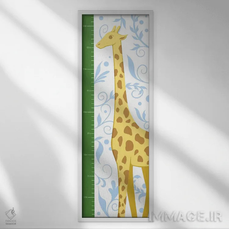 تابلو جدول رشد زرافه زیبا (کودکانه) اثر فایو بای فایو کالکتیو - نمای قابدار سفید