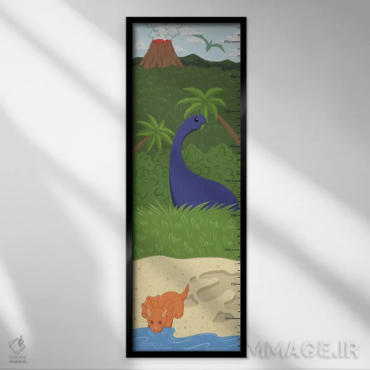 تابلو جدول رشد دوران دایناسورها (کودکانه) اثر فایو بای فایو کالکتیو - نمای قابدار مشکی