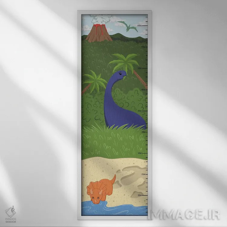 تابلو جدول رشد دوران دایناسورها (کودکانه) اثر فایو بای فایو کالکتیو - نمای قابدار سفید