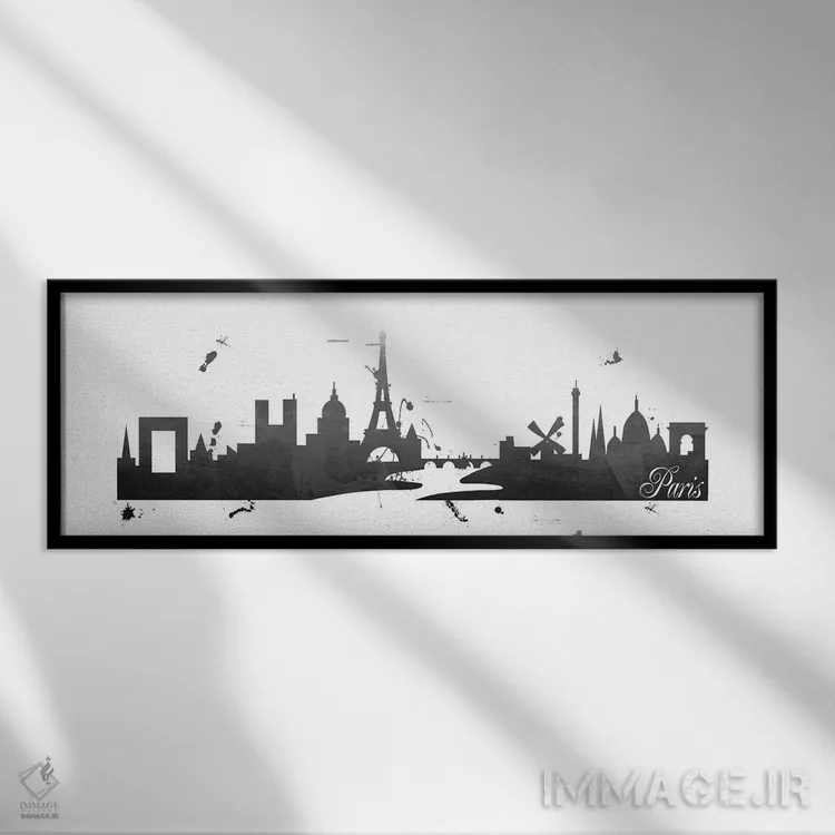 تابلو نمای آسمان پاریس (فرانسه) اثر آنا کوآچ - نمای قابدار مشکی