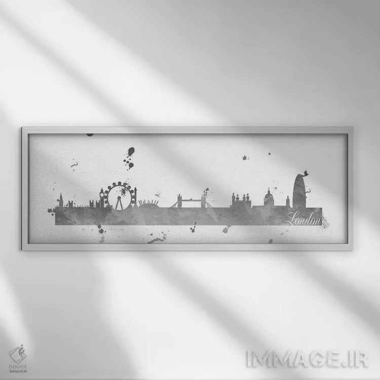 تابلو نمای آسمان لندن اثر آنا کوآچ - نمای قابدار سفید