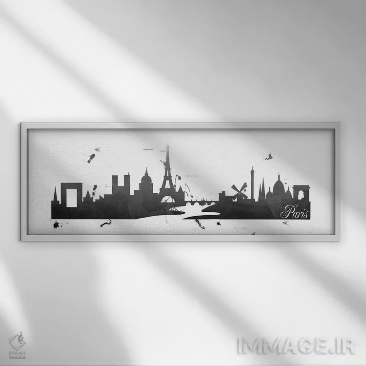 تابلو نمای آسمان پاریس (فرانسه) اثر آنا کوآچ - نمای قابدار سفید