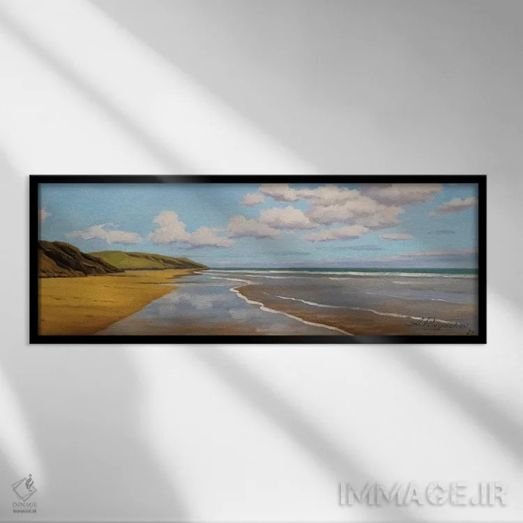 تابلو روز آفتابی در اقیانوس اثر آندری پینگاچف - نمای قابدار مشکی