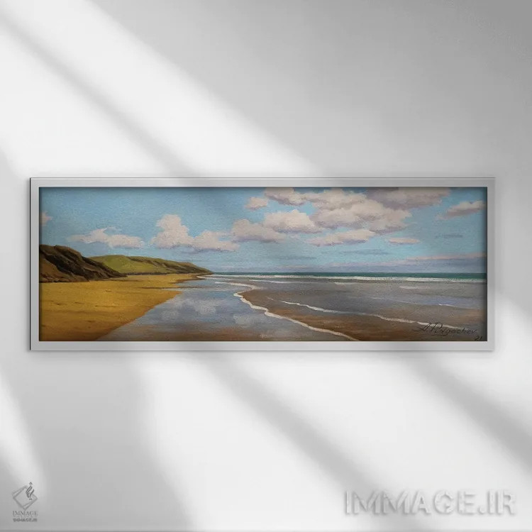 تابلو روز آفتابی در اقیانوس اثر آندری پینگاچف - نمای قابدار سفید