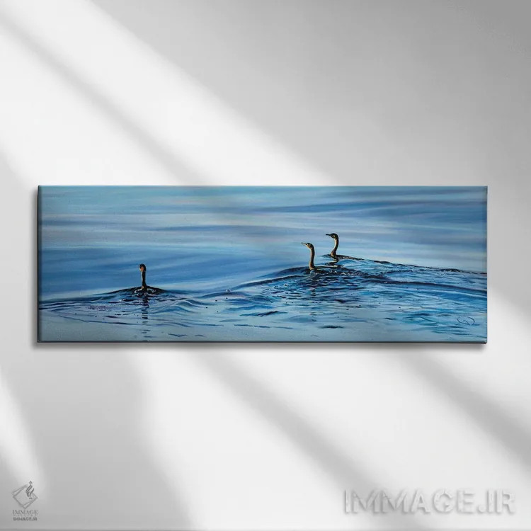 تابلو سه کلاغ دریایی (فرانسه، پرنده دریایی) اثر آنتوان رنو - نمای روبهرو روی دیوار