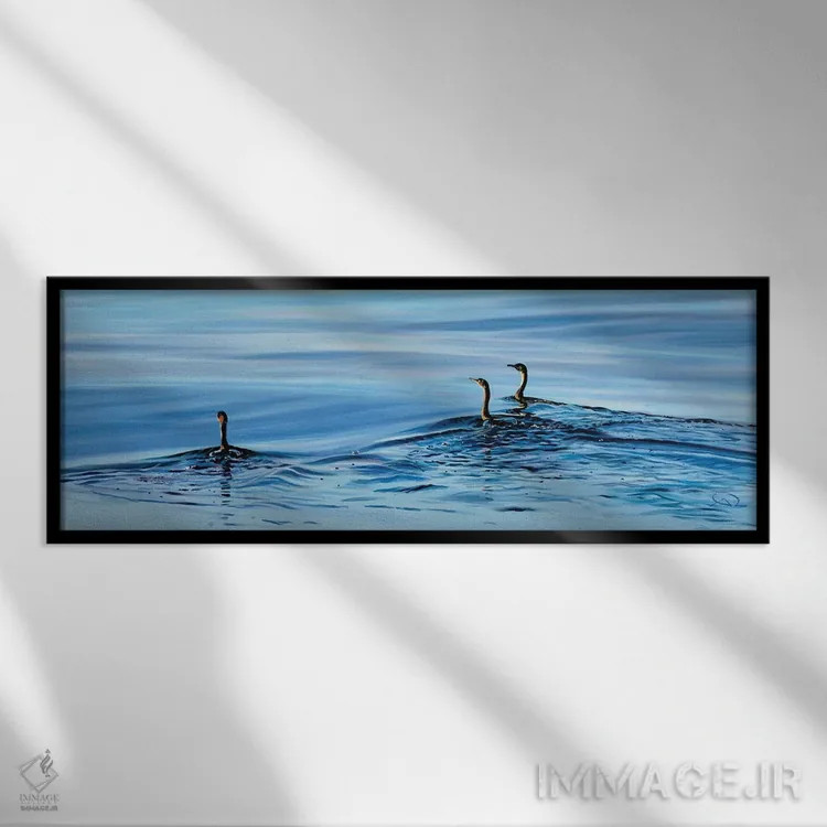 تابلو سه کلاغ دریایی (فرانسه، پرنده دریایی) اثر آنتوان رنو - نمای قابدار مشکی