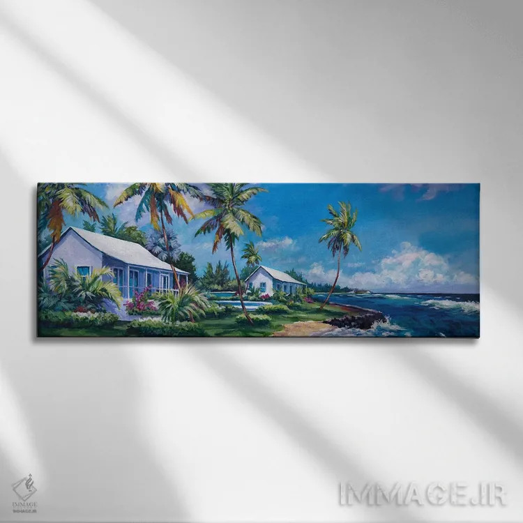 تابلو کلبههای ساحل پراسپکت ریف اثر جان کلارک - نمای روبهرو روی دیوار