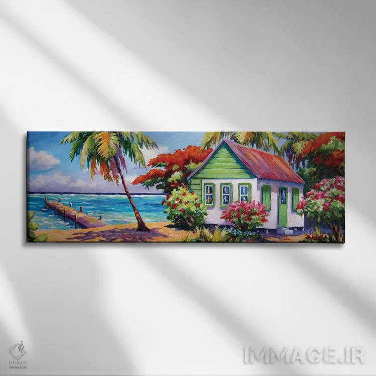 تابلو خانه و اسکله سمت شمال اثر جان کلارک - نمای روبهرو روی دیوار