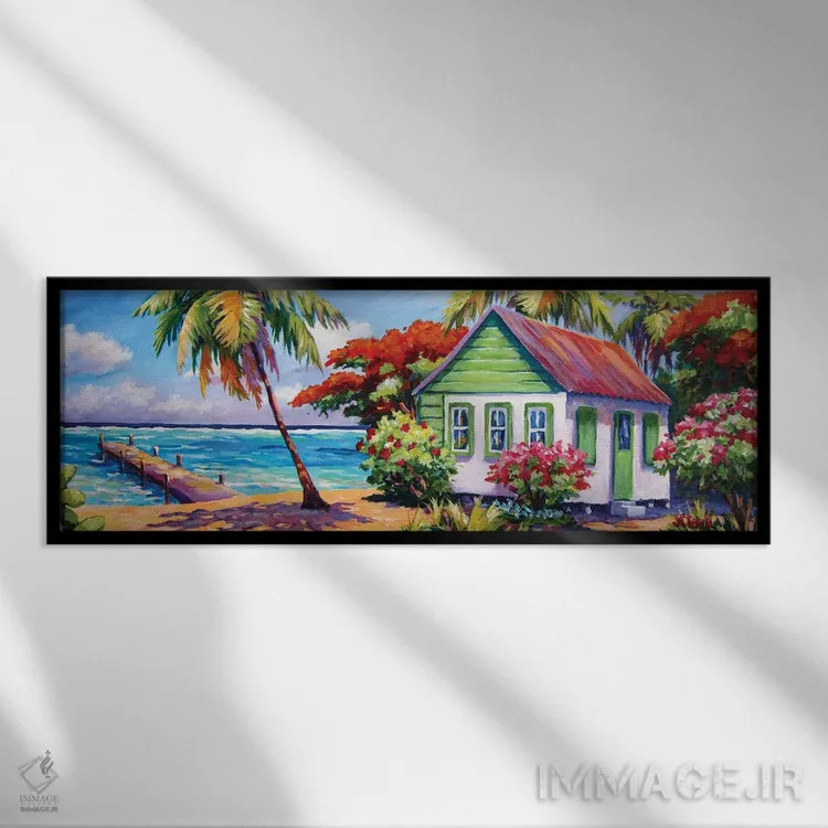 تابلو خانه و اسکله سمت شمال اثر جان کلارک - نمای قابدار مشکی