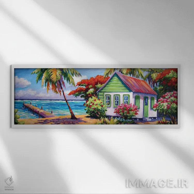 تابلو خانه و اسکله سمت شمال اثر جان کلارک - نمای قابدار سفید