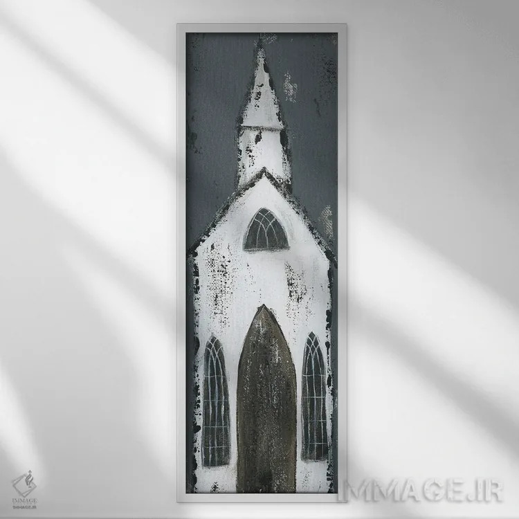 تابلو کلیسای سفید بلند اثر اشلی بردلی - نمای قابدار سفید