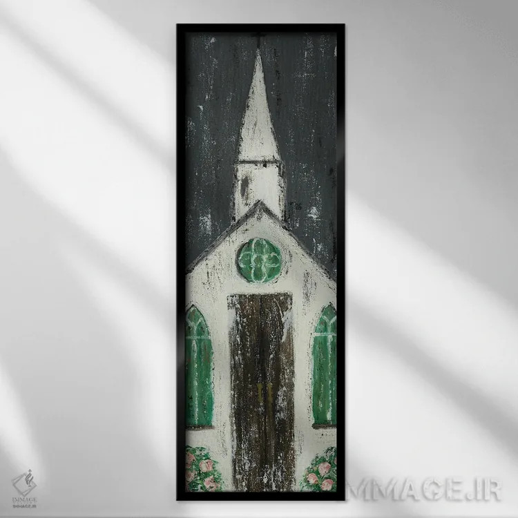 تابلو کلیسای سفید اثر اشلی بردلی - نمای قابدار مشکی