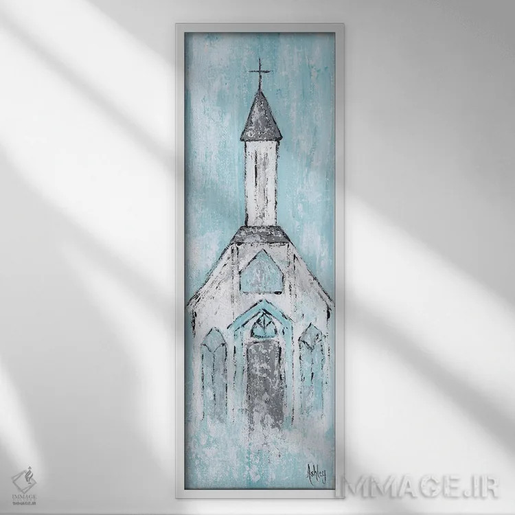 تابلو کلیسای سفید انتزاعی اثر اشلی بردلی - نمای قابدار سفید