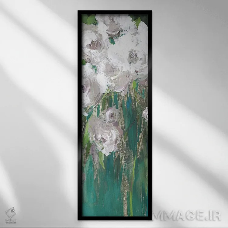 تابلو رزها روی تیِل I اثر آسیا جنسن - نمای قابدار مشکی