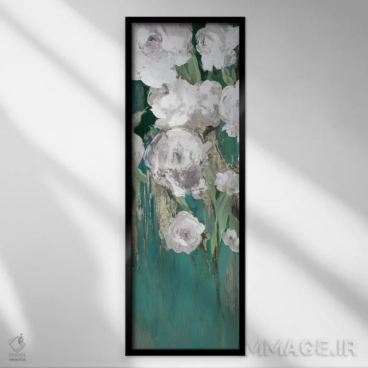 تابلو رزها روی تیِل II اثر آسیا جنسن - نمای قابدار مشکی