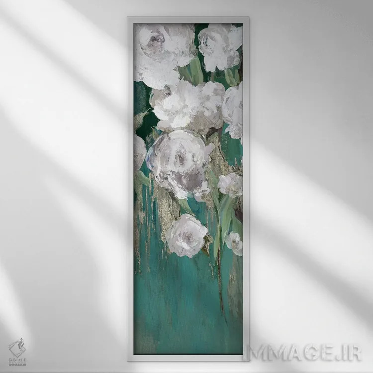 تابلو رزها روی تیِل II اثر آسیا جنسن - نمای قابدار سفید