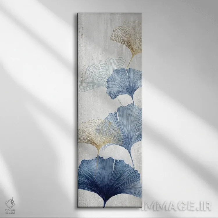 تابلو جینکو آبی II اثر آسیا جنسن - نمای روبهرو روی دیوار
