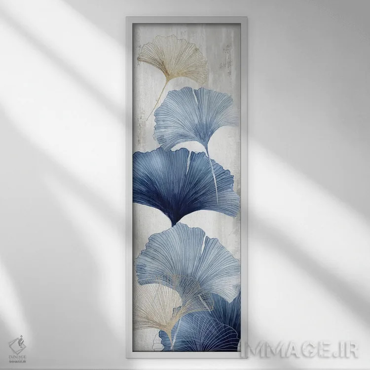 تابلو جینکو آبی I اثر آسیا جنسن - نمای قابدار سفید