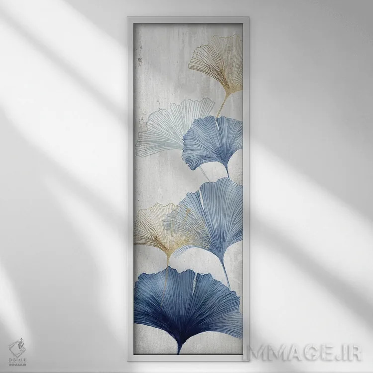 تابلو جینکو آبی II اثر آسیا جنسن - نمای قابدار سفید
