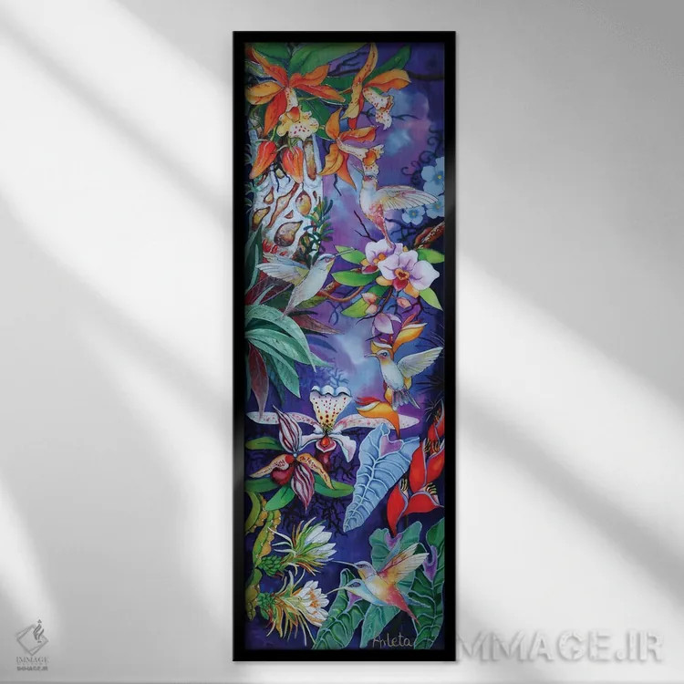 تابلو مرغهای مگسخوار در بهشت اثر آرلت اسمولکو - نمای قابدار مشکی